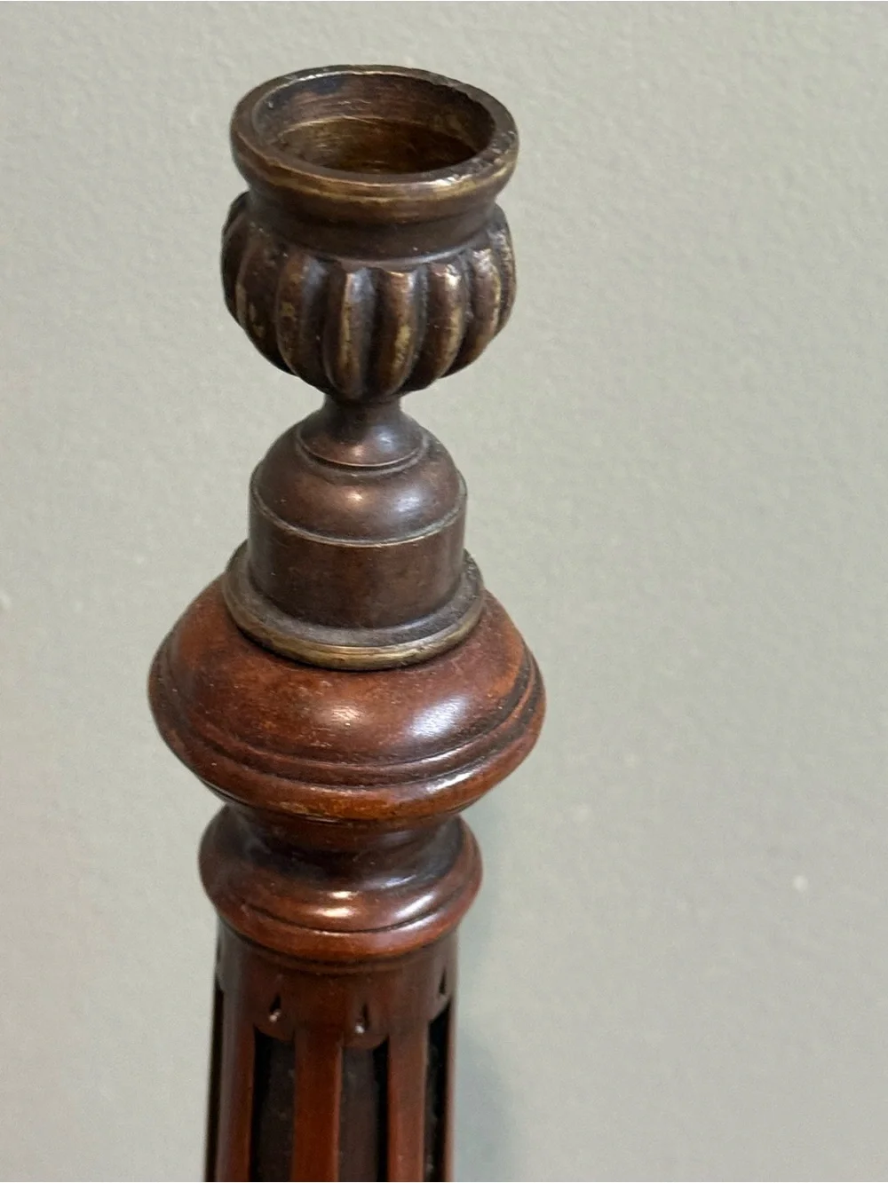 Vintage Theodore Alexander Signed Numbered Candlestick Walnut Bronze